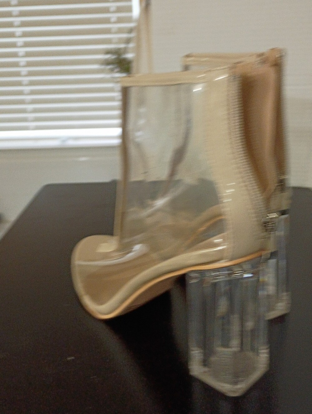 Yoki Nude Clear PVC Block Heel Ankle Sandals - Picture 3 of 8